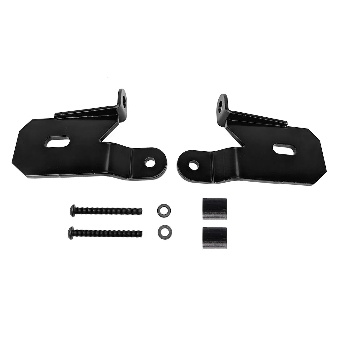 7318 – KC HILITE Windshield Hinge Light Bracket, Powder Coat Black Steel Set Of 2 With Mounting Hardware/ Cowl Bracke...